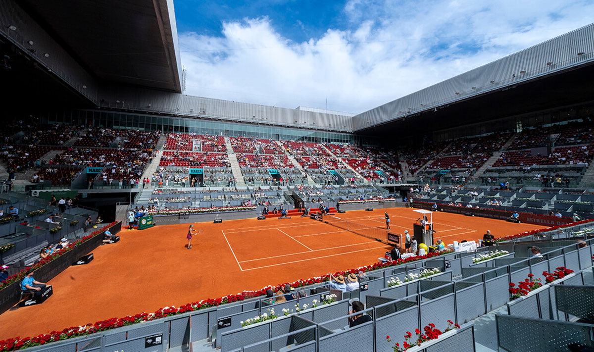 Manolo Santana Center Court seen from a VIP box at the Caja Mágica